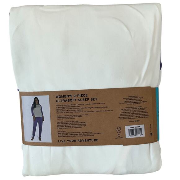 Eddie Bauer Women's Pajamas Sleep Set Purple and Cream Size 2X NWT - Picture 3 of 8